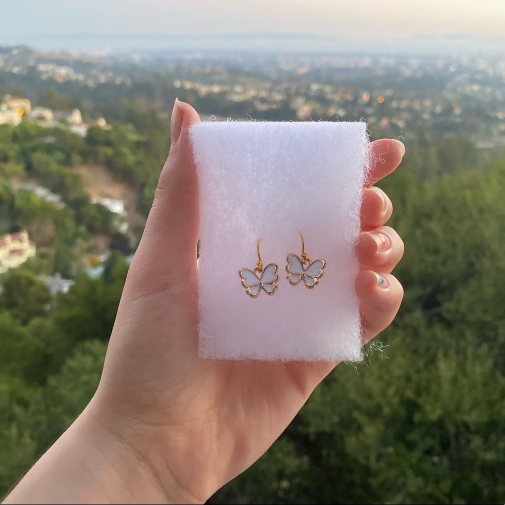 New handmade white butterfly earrings!